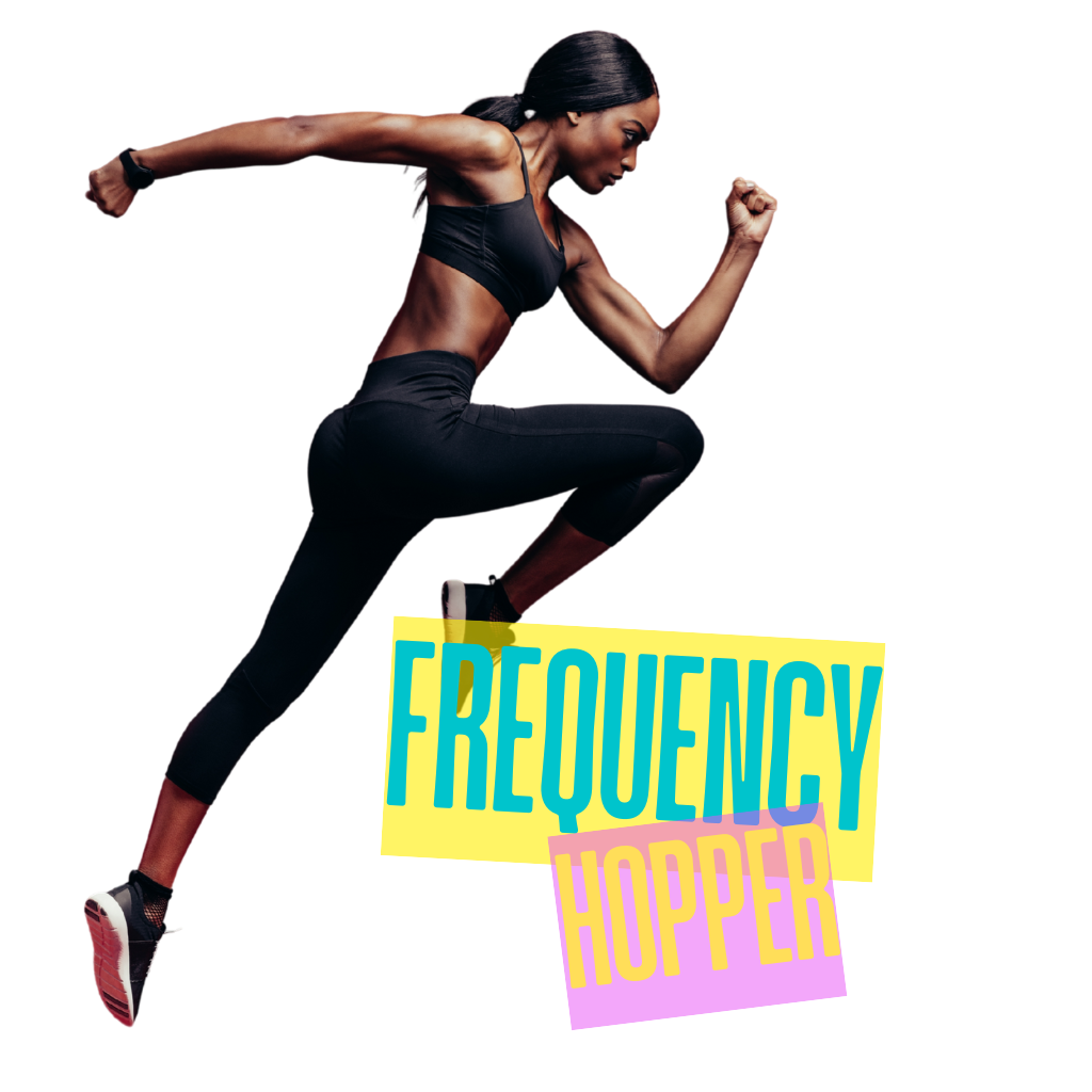 The Frequency Hopper, African American woman jumping